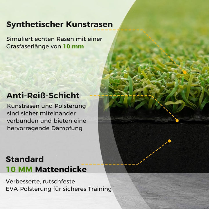 COSTWAY Golf Abschlagmatte, Golf Übungsmatte inkl. 2 Gummi-Tees und 2 Ausrichtungsstäbe, Golfmatte m