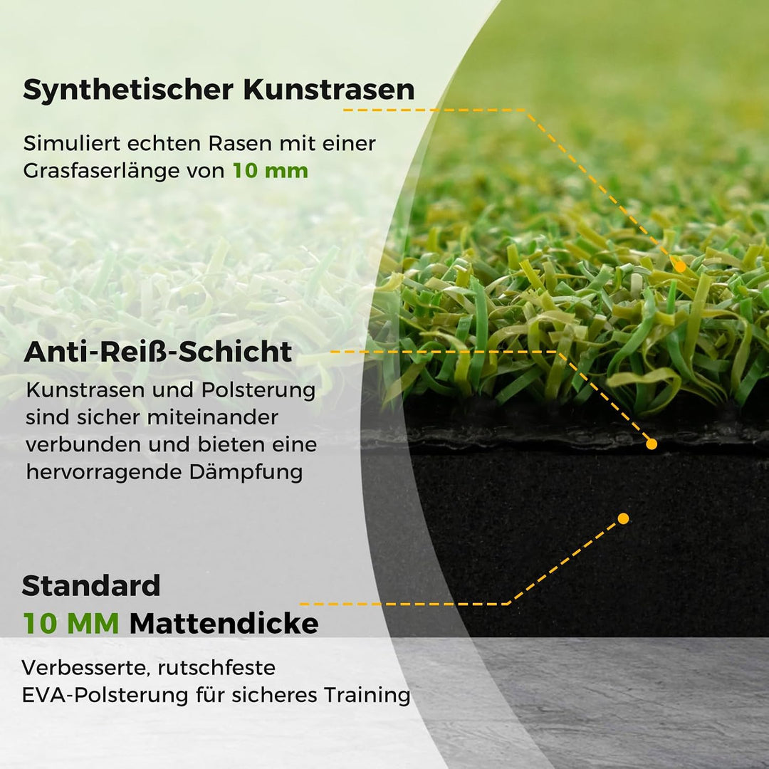 COSTWAY Golf Abschlagmatte, Golf Übungsmatte inkl. 2 Gummi-Tees und 2 Ausrichtungsstäbe, Golfmatte m
