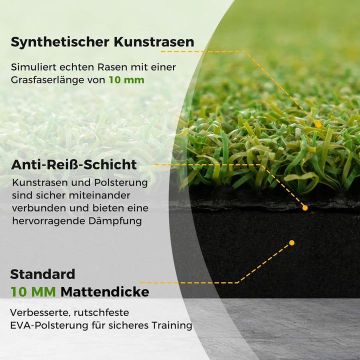 COSTWAY Golf Abschlagmatte, Golf Übungsmatte inkl. 2 Gummi-Tees und 2 Ausrichtungsstäbe, Golfmatte m