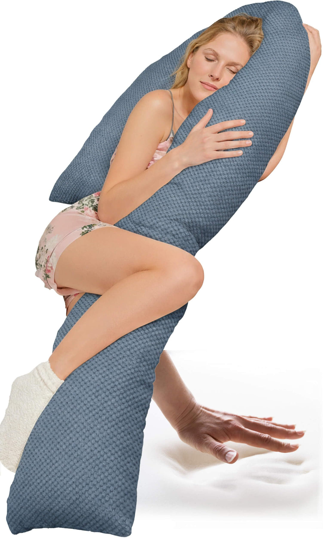 Traumreiter Seitenschläferkissen Visco XL J-Form langes Wendekissen mit Memory Foam Stütze [orthopäd