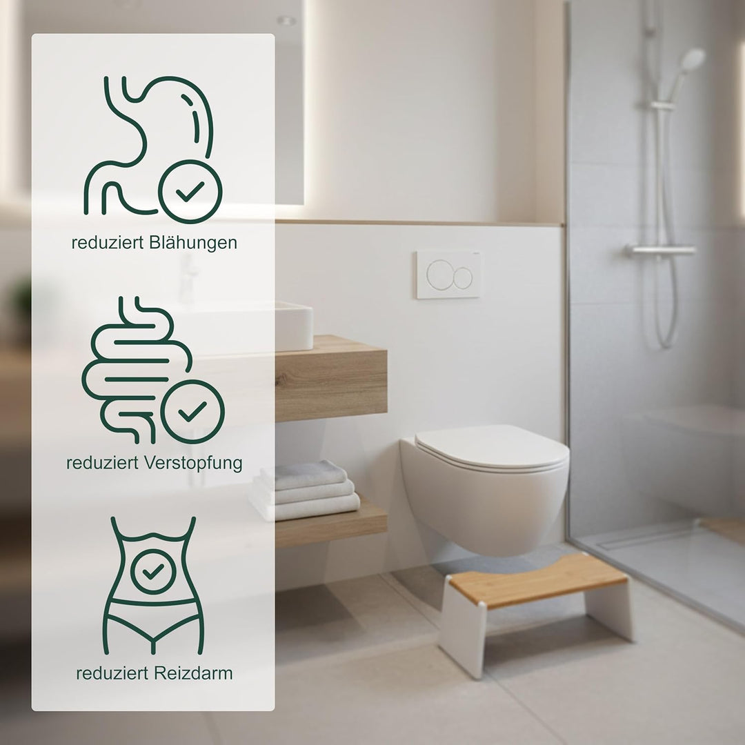 Relaxdays Toilettenhocker, klappbar, Hocker Toilettengang, Erwachsene, Bambus, rutschfest, HBT 19x43
