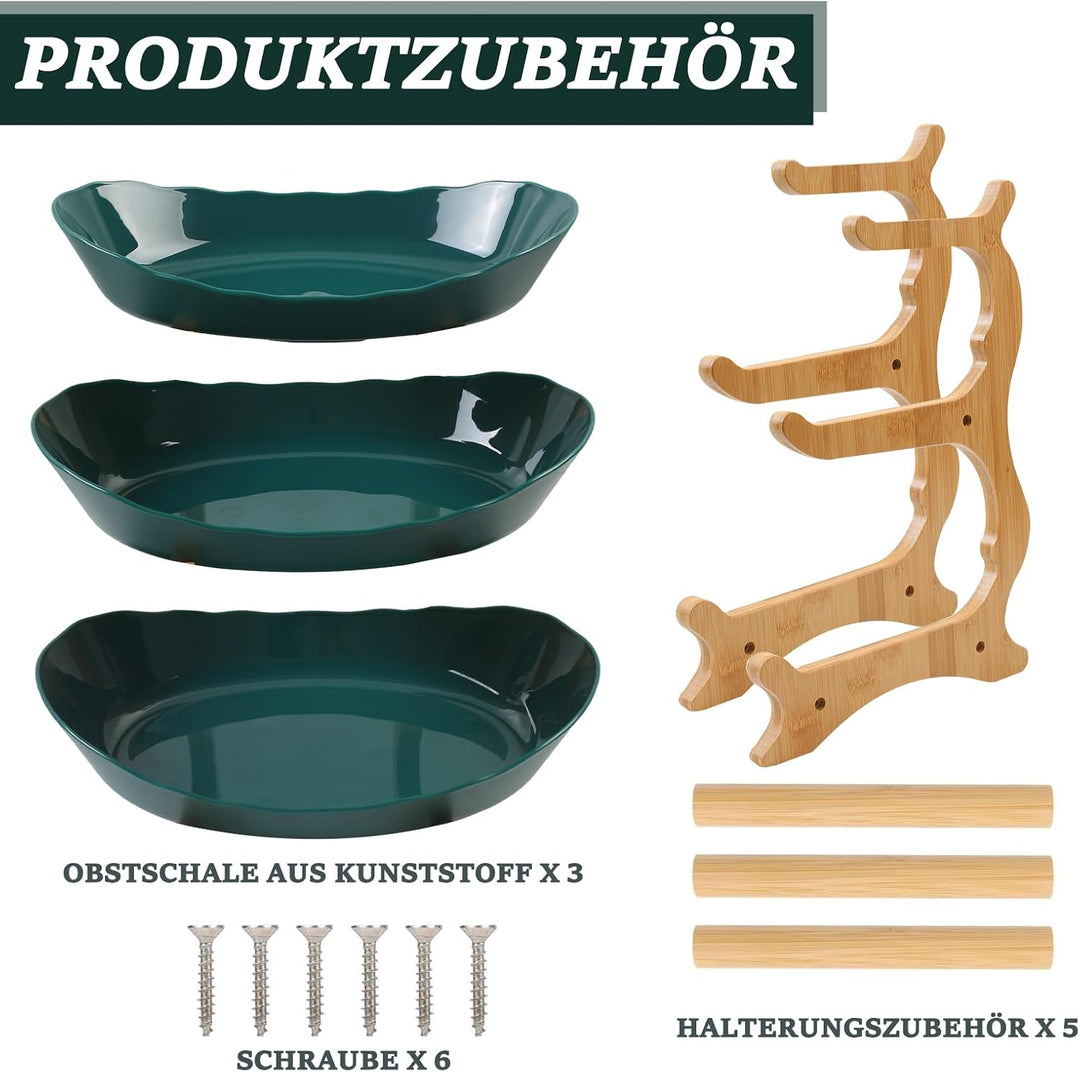Obst Etagere mit 3 Etagen, Dunkelgrün Obstschalenständer 3 Stöckig Obstschale, Stabil &amp; Ohne zu Zitt