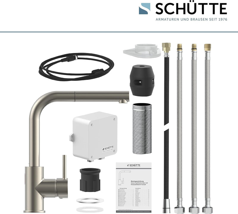 SCHÜTTE 99705 VITAL Sensor-Spültischarmatur Küche, Küchenarmatur mit ausziehbarer Brause, automatisc