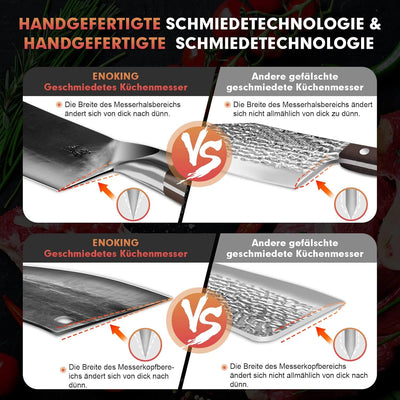 ENOKING Hackmesser, handgeschmiedetes Chinesisches Küchenmesser, Scharf Kochmesser Hochwertigem Deut