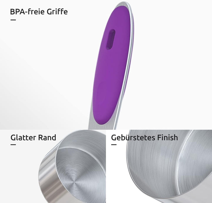 Messbecher: U-Taste 18/8 Edelstahl Messbecher und Messlöffel Set mit 10 Stück, Griff mit Verbesserte