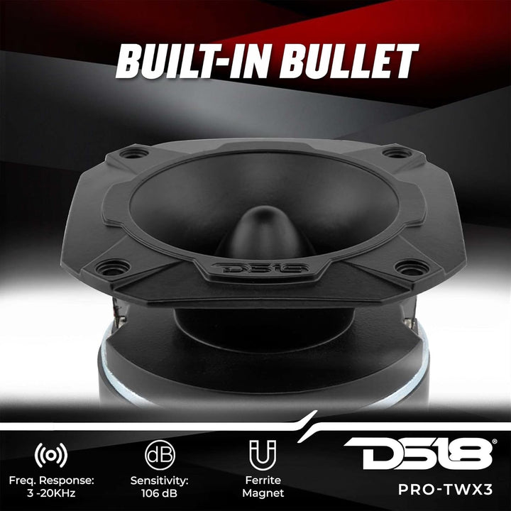 DS18 PRO-TWX3 10,2 cm Super Bullet Hochtöner 480 Watt 3,8 cm Aluminium 4 Ohm Vc – Pro Hochtöner sind