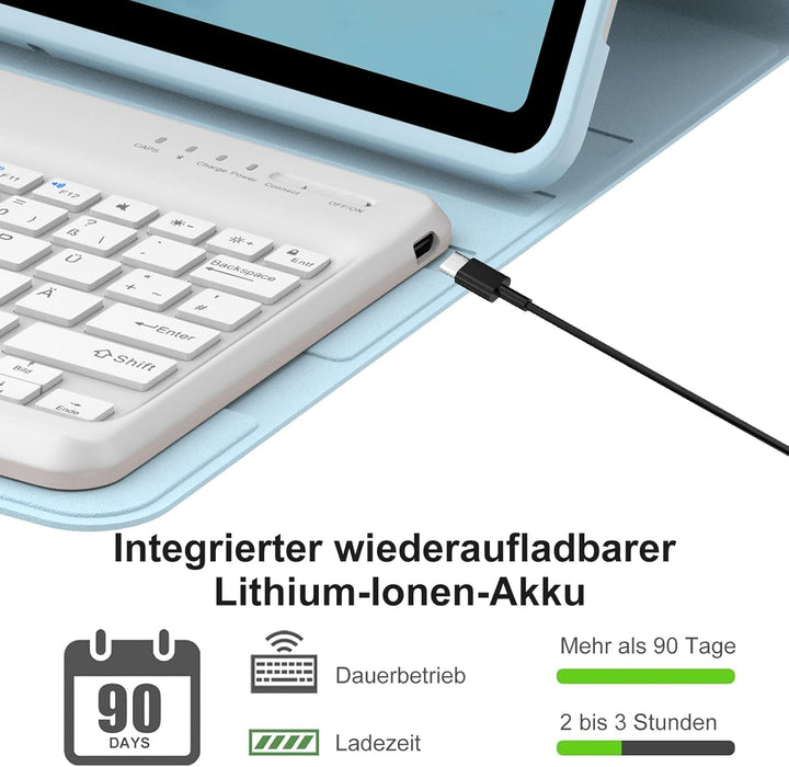 Hülle mit Tastatur für iPad Pro 12.9 Zoll 6ª 2022 /5ª 2021/4ª 2020/3ª Gen 2018, QWERTZ Deutsches Mag