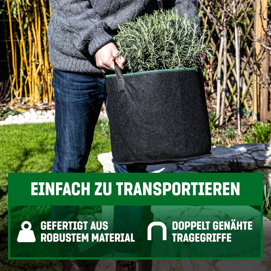 GardenGloss® Pflanzsack (3 Stück) - 30L Pflanztasche aus Vliesstoff - Pflanzentasche für Kartoffeln,