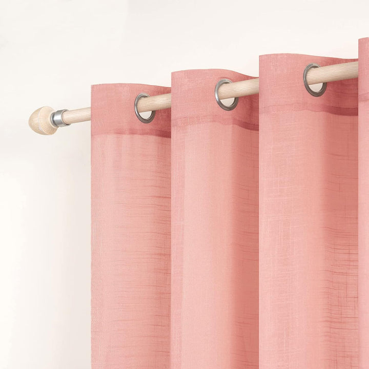 MIULEE 2er Set Voile Vorhang Sheer Leinenvorhang mit Ösen Transparente Leinen Optik Gardine Ösenscha