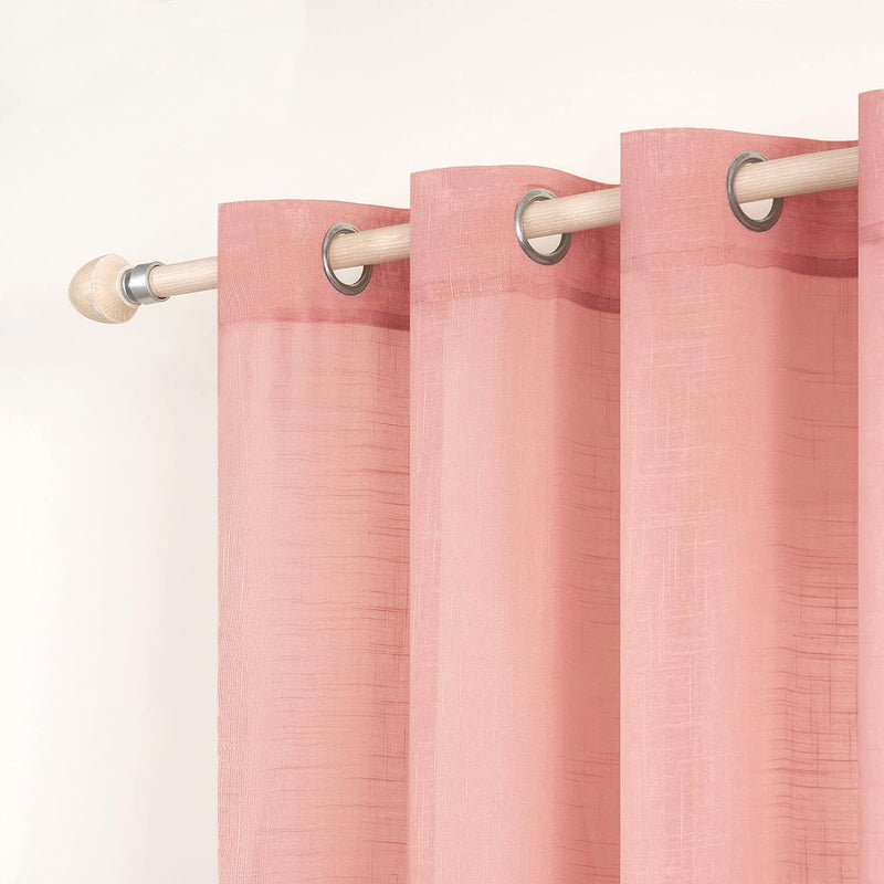 MIULEE 2er Set Voile Vorhang Sheer Leinenvorhang mit Ösen Transparente Leinen Optik Gardine Ösenscha
