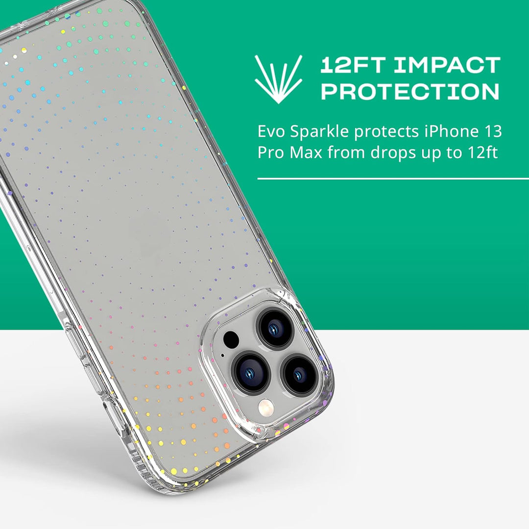 tech21 Evo Sparkle Schutzhülle für iPhone 13 Pro Max – Schimmernde Schutzhülle mit 3,6 m Multi-Drop