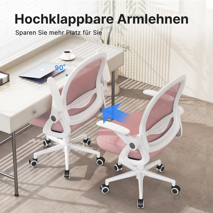 naspaluro Bürostuhl, Ergonomischer Schreibtischstuhl mit Atmungsaktiv Netzbespannung, Hochklappbare
