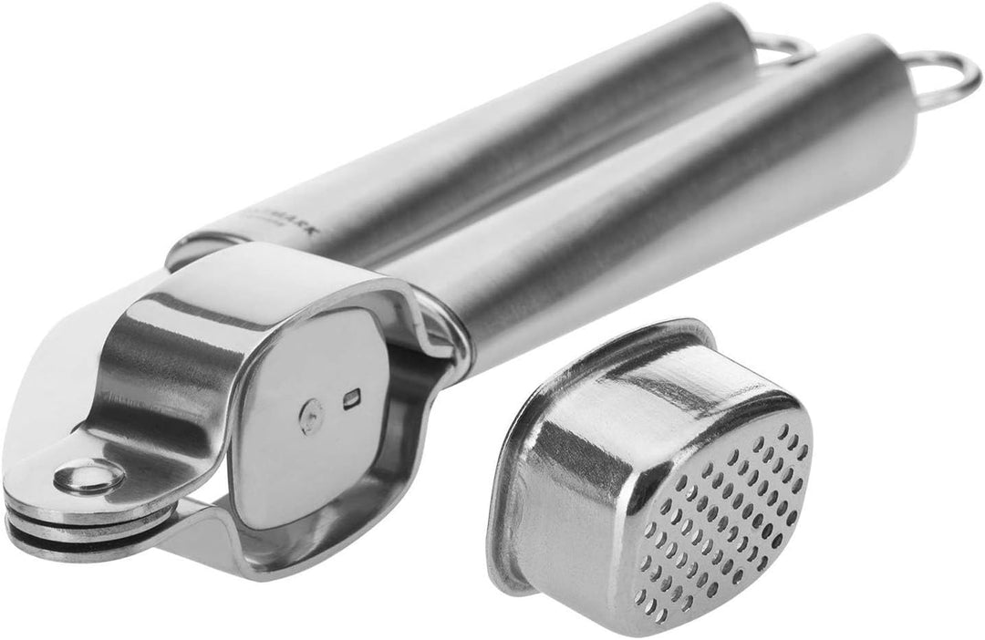 Westmark Knoblauchpresse mit herausnehmbarem Gittereinsatz, Länge: 20 cm, Rostfreier Edelstahl, Glor