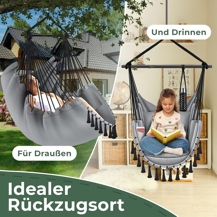 KESSER® Hängesessel Safari XXL Hängestuhl für Erwachsene & Kinder Hängematte bis 150 kg Hängesitz Au