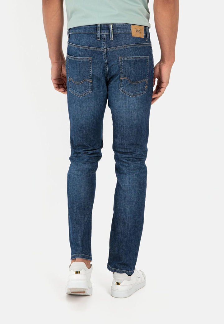 camel active Herren Regular Fit 5-Pocket Canvas Hose 34W / 30L Blau, 34W / 30L Blau