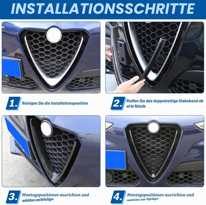 Carbon Faser Stil ABS-Kunststoff Front Grill Dekoration Rahmen Besatz für Stelvio 2017 2018