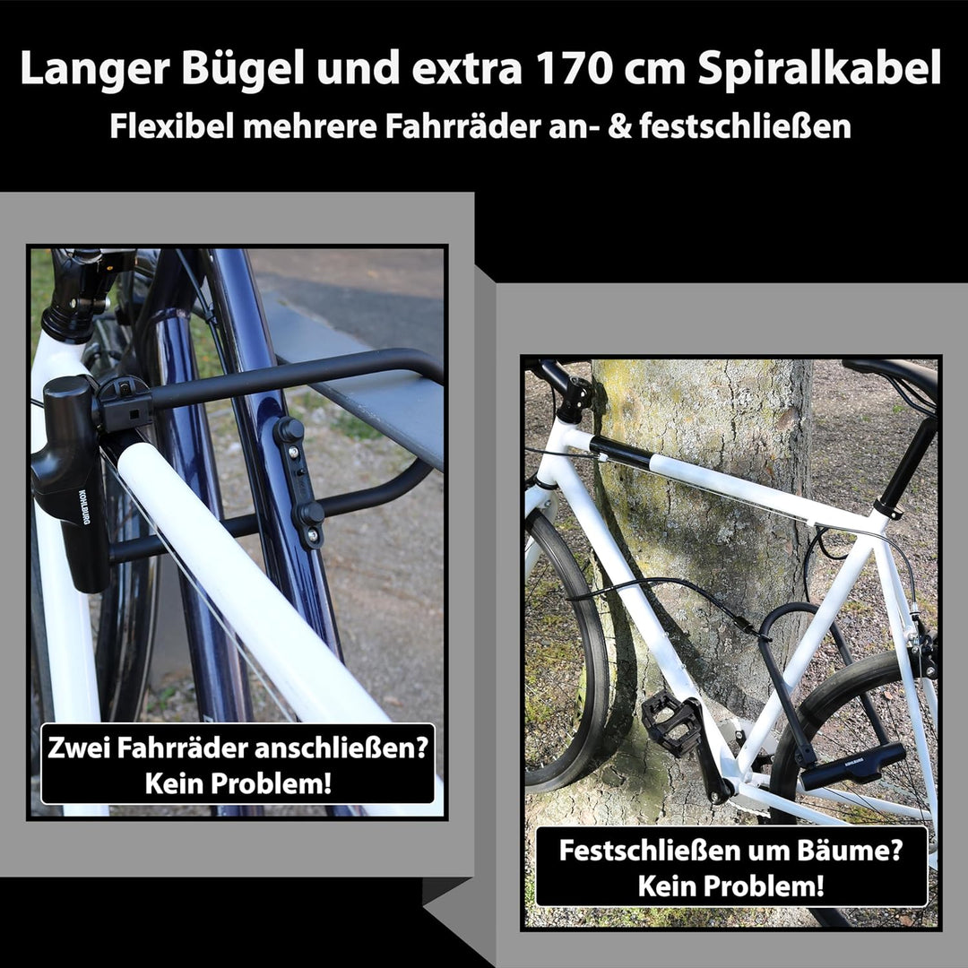 KOHLBURG Sicherheits- Bügelschloss mit höchster Sicherheitsstufe 10/10 - sicheres Fahrradschloss mit