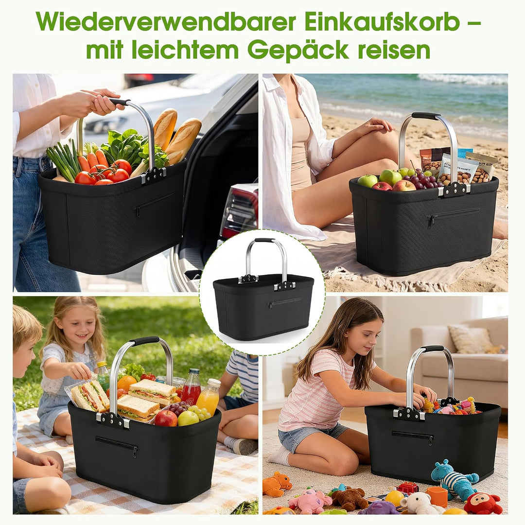 26L Faltbarer Einkaufskorb mit, Reisenthel Korb mit Griff und Verstärkungsboden, Einkaufskorb faltba