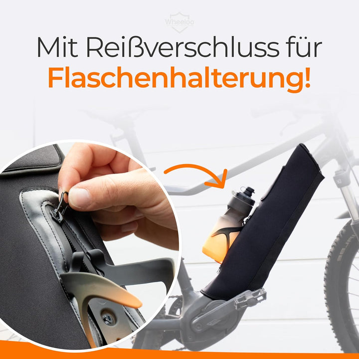 E-Bike Akku Schutzhülle mit Flaschenhalter Öffnung I Ebike Schutz mit Reissverschluss + Tasche I für
