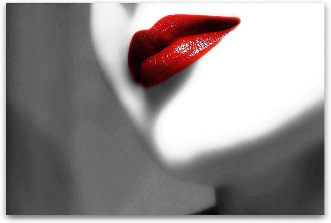 Startonight Leinwandbilder Schwarz und Weiss Rote Lippen, Doppelansicht Überraschung Modernes Dekor