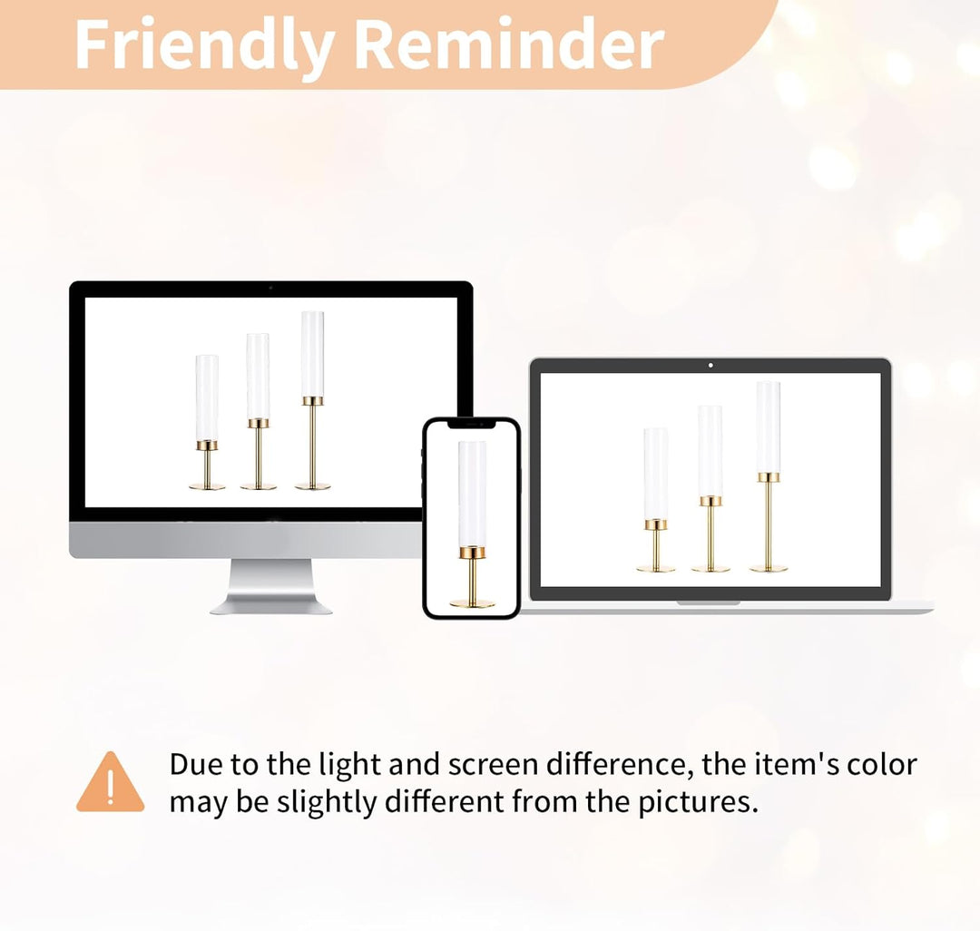 Nuptio Glaszylinder für Kerzen Kerzenhalter Gold: 60 & 55 & 50cm Gross Klarglas Metall Kerzenständer