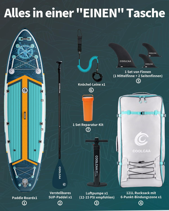 COOLCAA SUP Board, 355cm (Extra Gross) Stand Up Paddling Board, Aufblasbares Stand-Up Paddle Board m