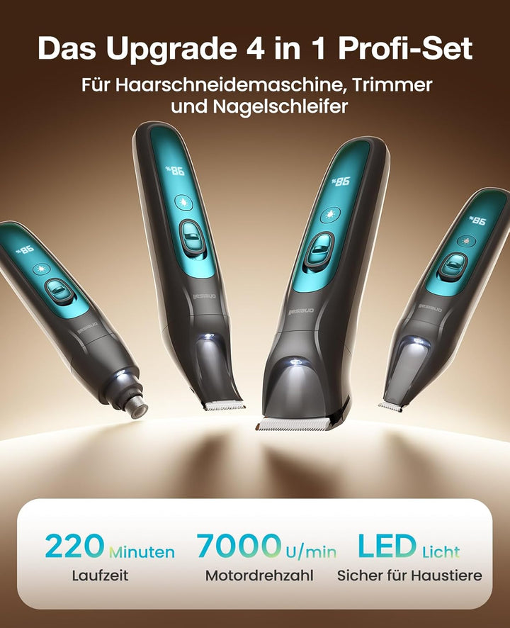 oneisall 4in1 Leise Schermaschine Hund Katze mit LED-Licht, 2025 Tierhaarpflege zum Hundeschermaschi