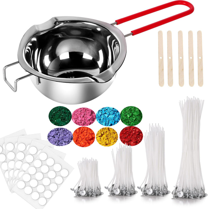 BINJCE Kerzen Selber Machen Set, Kerzenherstellung Kit, Wachsschmelztopf und 150 kerzendochte für ke