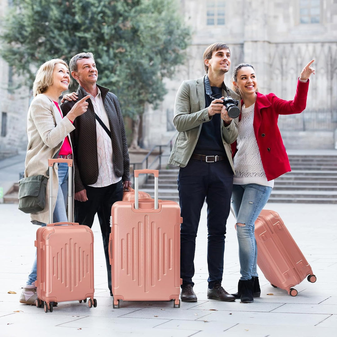 LALAHO Kofferset 4 teilig, Reisekoffer Set mit Kosmetikkoffer, Hartschalen Koffer Set aus ABS, Handg