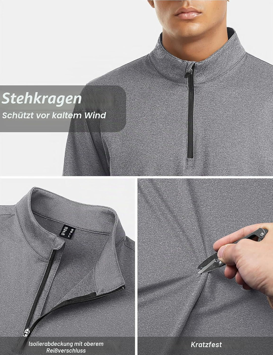 TACVASEN Pullover Herren Langarmshirt Half Zip Fleece Winterpullover Warm Atmungsaktiv Sport Sweatsh