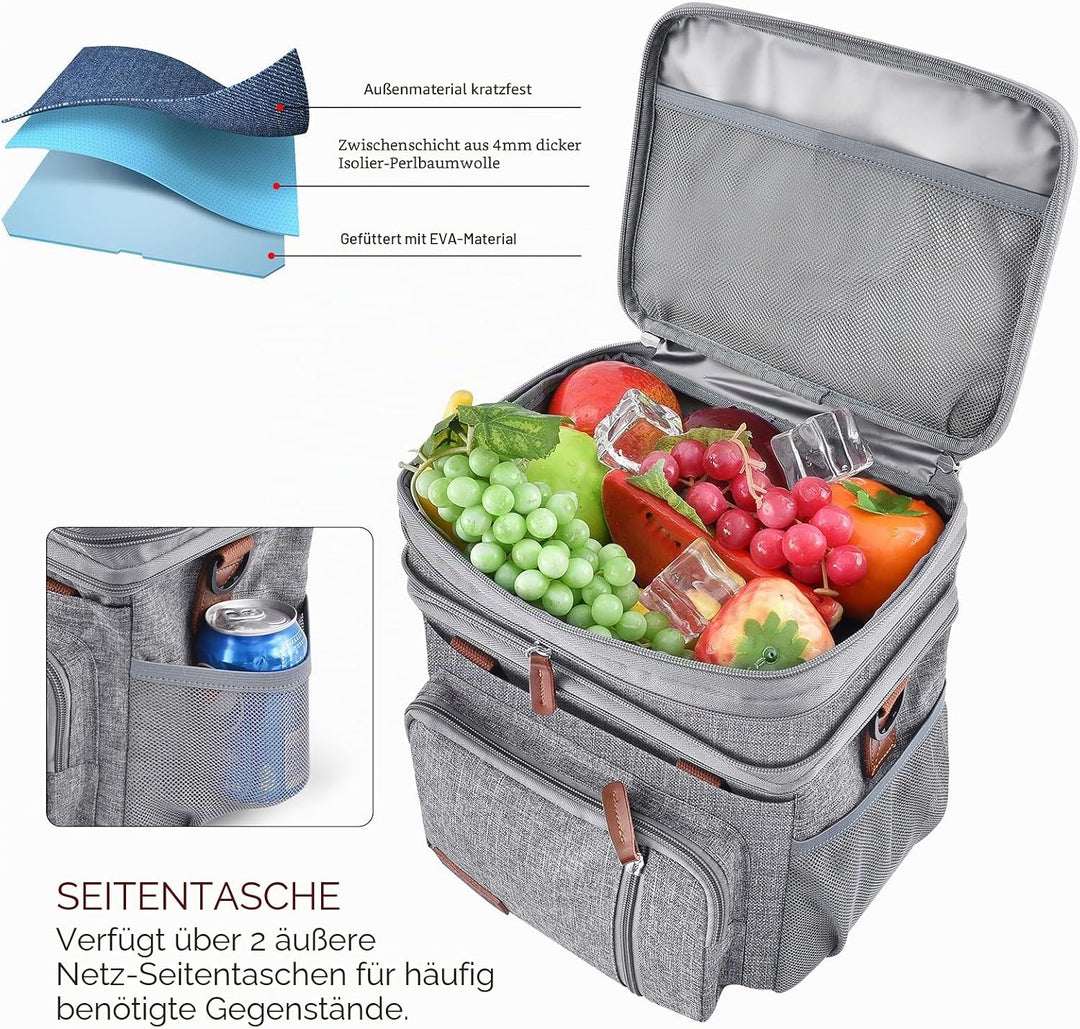 MIYCOO Kühltasche Lunchtasche für Männer und Frauen - Doppeldecker Lunchtasche, Mittagessen Tasche -