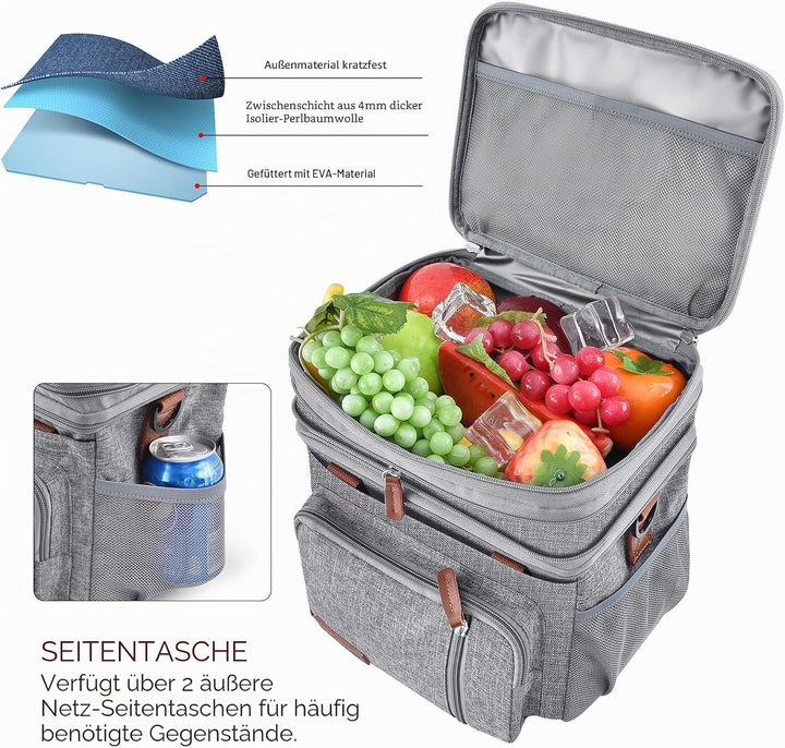 MIYCOO Kühltasche Lunchtasche für Männer und Frauen - Doppeldecker Lunchtasche, Mittagessen Tasche -
