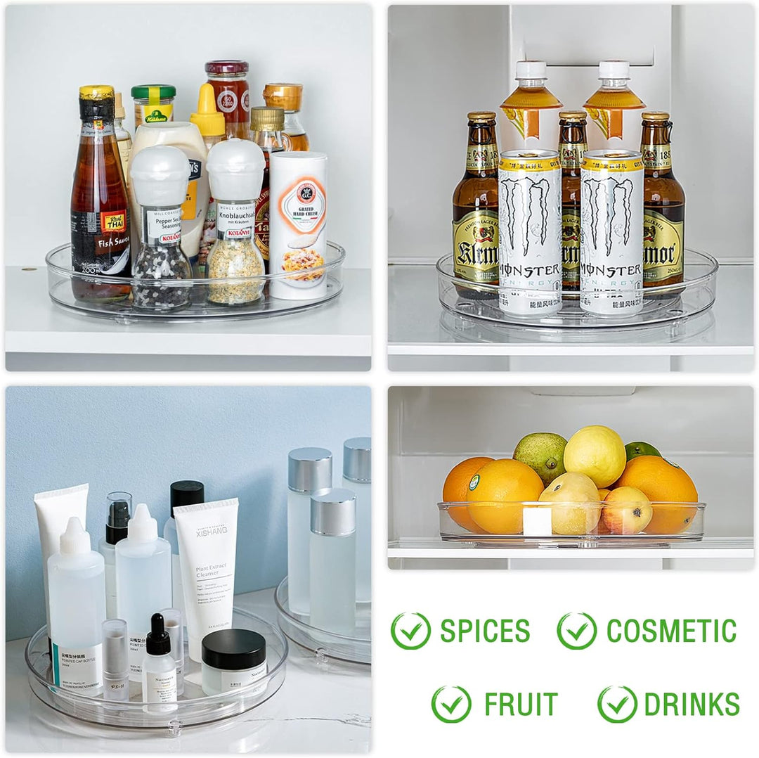 Kühlschrank Drehteller, 2 Stück Lazy Susan Drehteller Kühlschrank Organizer, Durchsichtig Drehteller