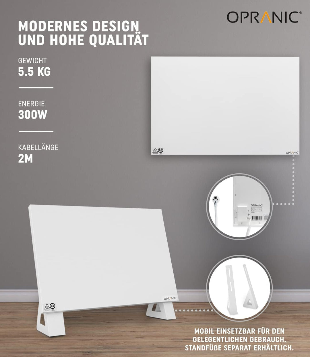 OPRANIC P5 Premium Infrarotheizung | 5 Jahre Garantie | Infrarot Wandheizung, Infrarotheizung Decken
