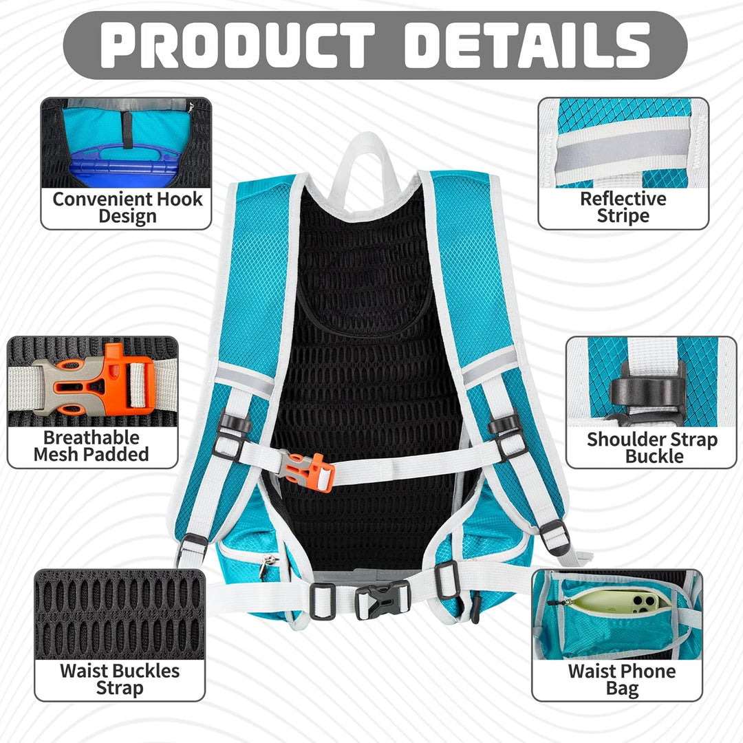 ONTYZZ Fahrradrucksack Damen Männer Kleiner Sportrucksack 15L Wanderrucksack Ultraleicht Rucksack Ra