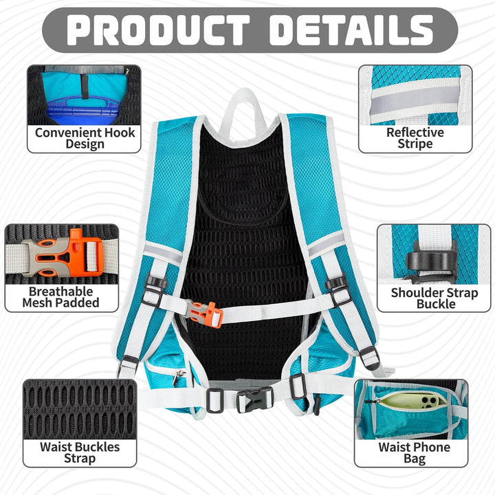 ONTYZZ Fahrradrucksack Damen Männer Kleiner Sportrucksack 15L Wanderrucksack Ultraleicht Rucksack Ra