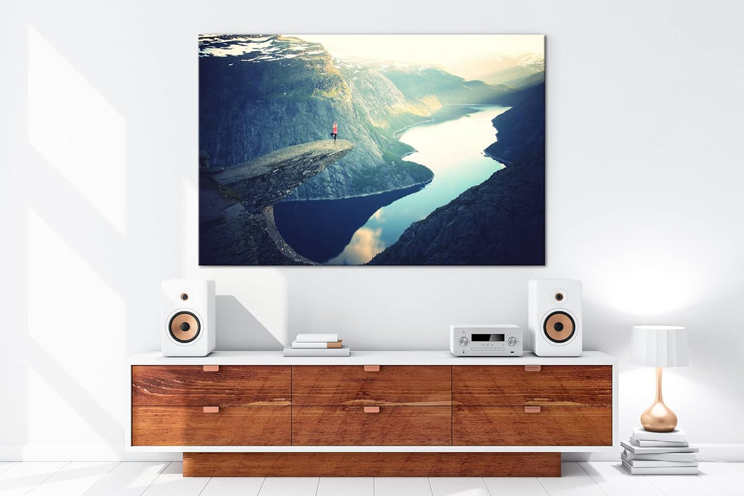 deyoli atemberaubende Aussicht eines Fjords Format: 80x60 als Leinwandbild, Motiv fertig gerahmt auf