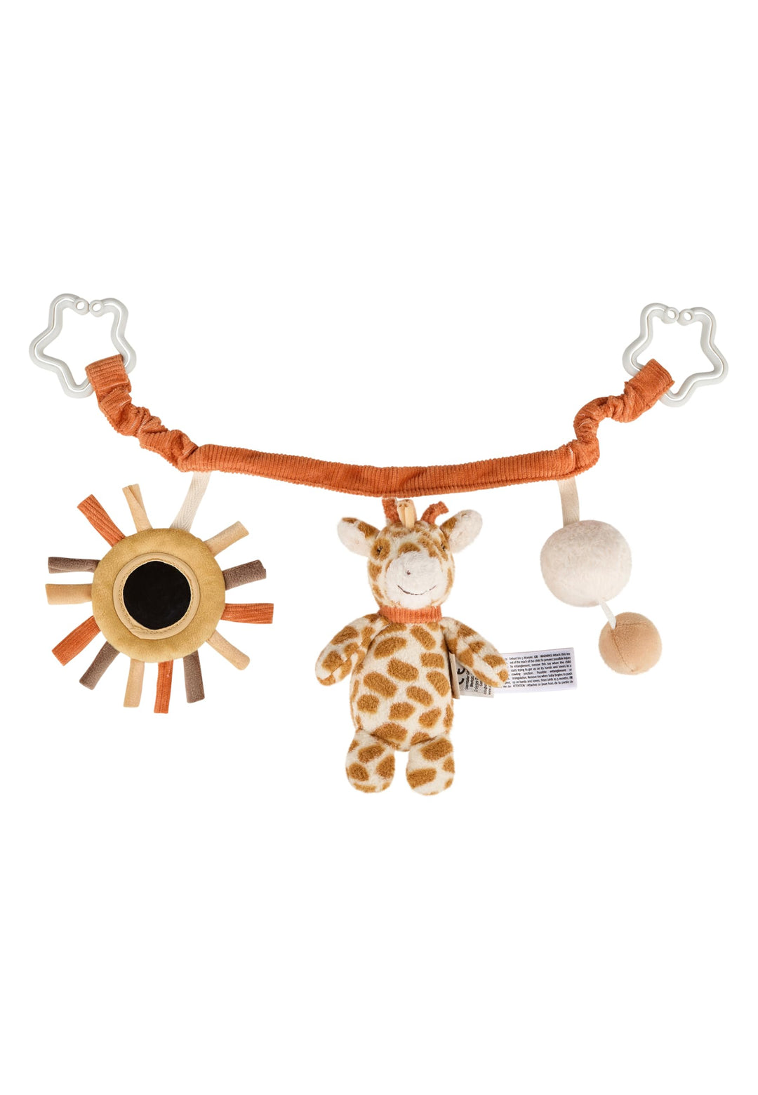 Sterntaler Kinderwagenkette Giraffe Kaya – Babyspielzeug mit Spiegel & Rassel – Elastisches Band & S