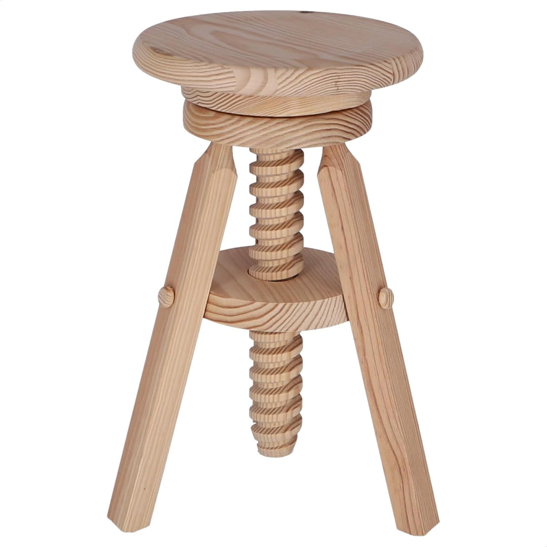 WELL HOME MOBILIARIO & DECORACIÓN Runder Drehhocker aus Holz, lackfrei, 29 x 29 x 64 cm