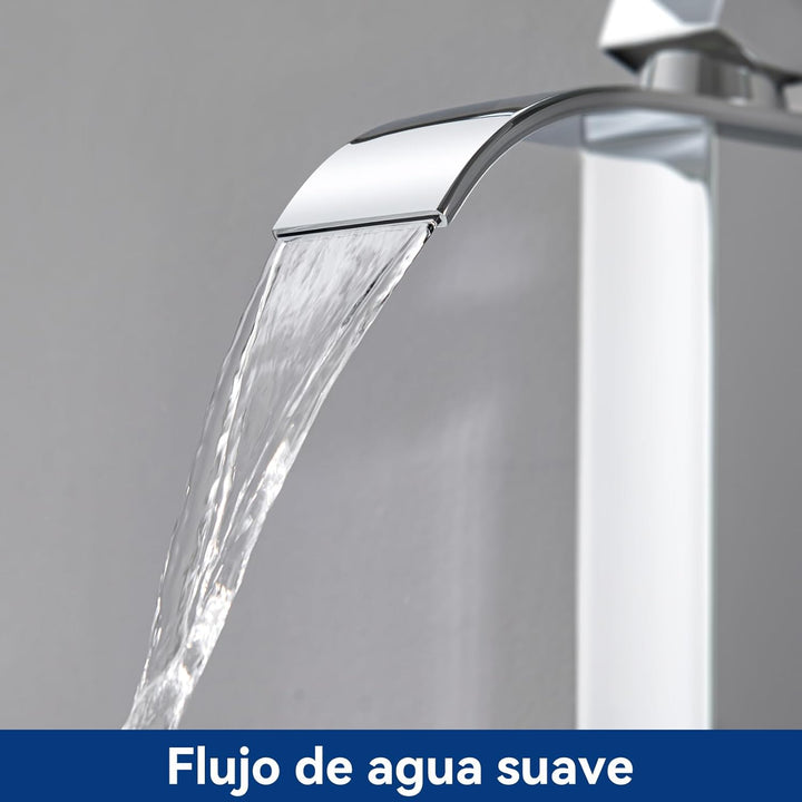 CECIPA Wasserhahn Bad Hoch, Waschtischarmatur Wasserfall, Armatur Badezimmer Edelstahl, Waschbecken