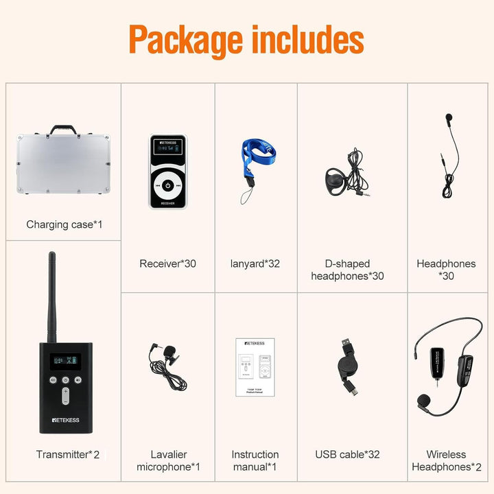 Retekess T130Pro Kabelloses Tour Guide System, Abgestufte Geräuschreduzierung, Audio Whisper Tour Gu