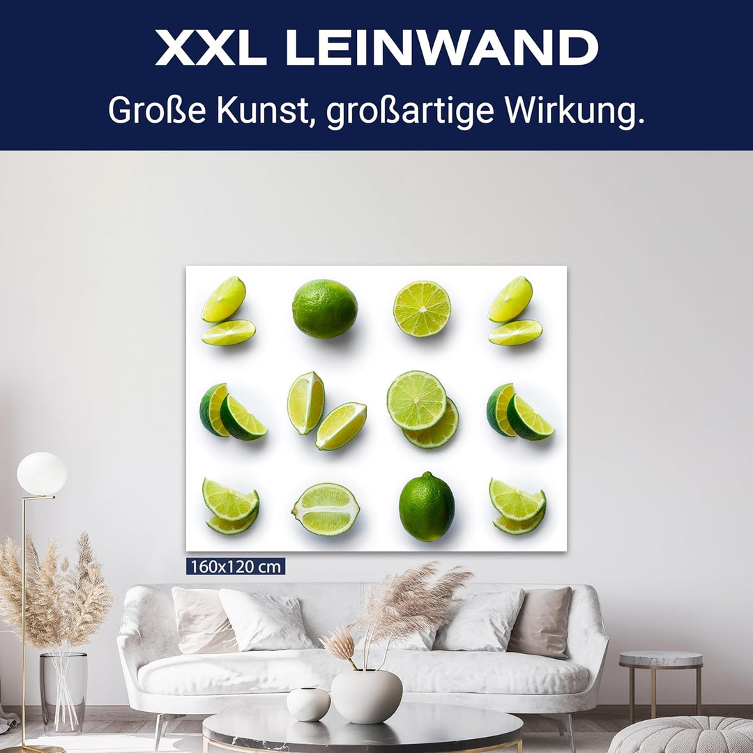 wandmotiv24 Obst & Gemüse als Leinwandbild, 40x30cm, Querformat, Limetten, Früchte, Küche, Lebensmit