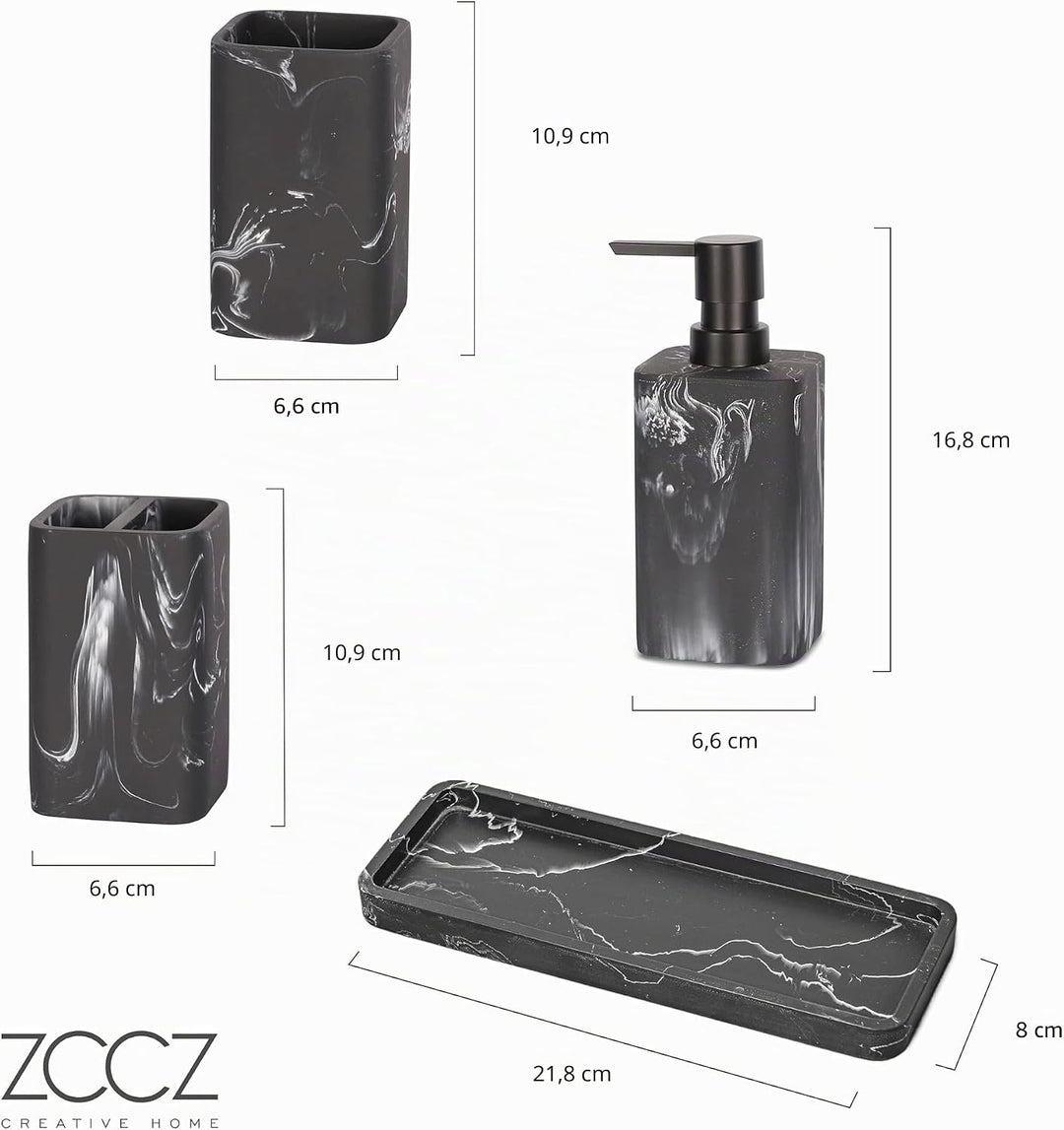 ZCCZ Badezimmer Set – 4 Teile – Badezimmer Organizer mit Zahnbürstenhalter, Zahnputzbecher, Seifensp