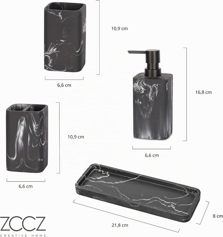 ZCCZ Badezimmer Set – 4 Teile – Badezimmer Organizer mit Zahnbürstenhalter, Zahnputzbecher, Seifensp