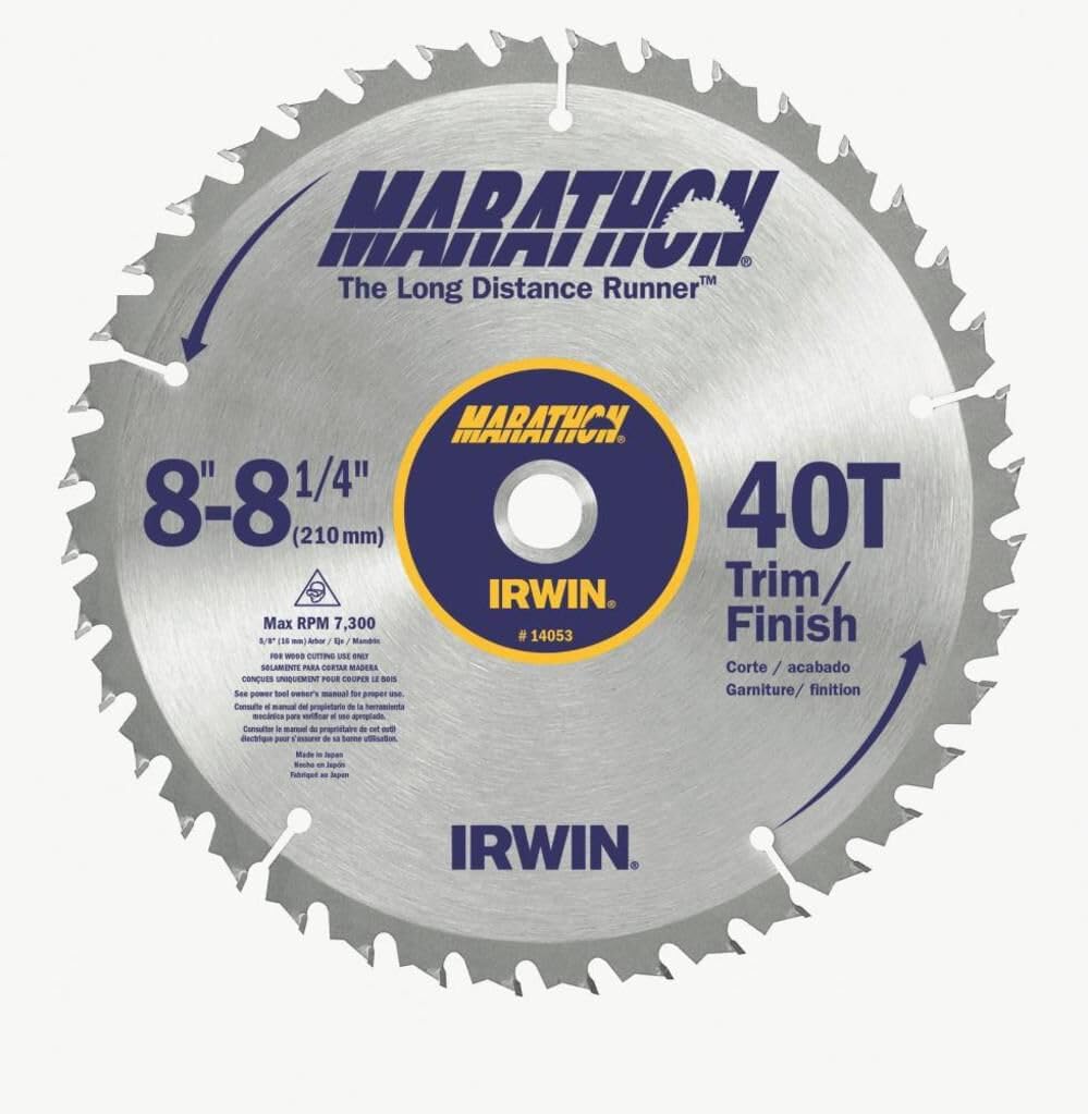 IRWIN Tools Marathon Tisch- / Kreissägeblatt aus Hartmetall, 14053 8-1/4" 40T Marathon, 8-1/4" 40T M
