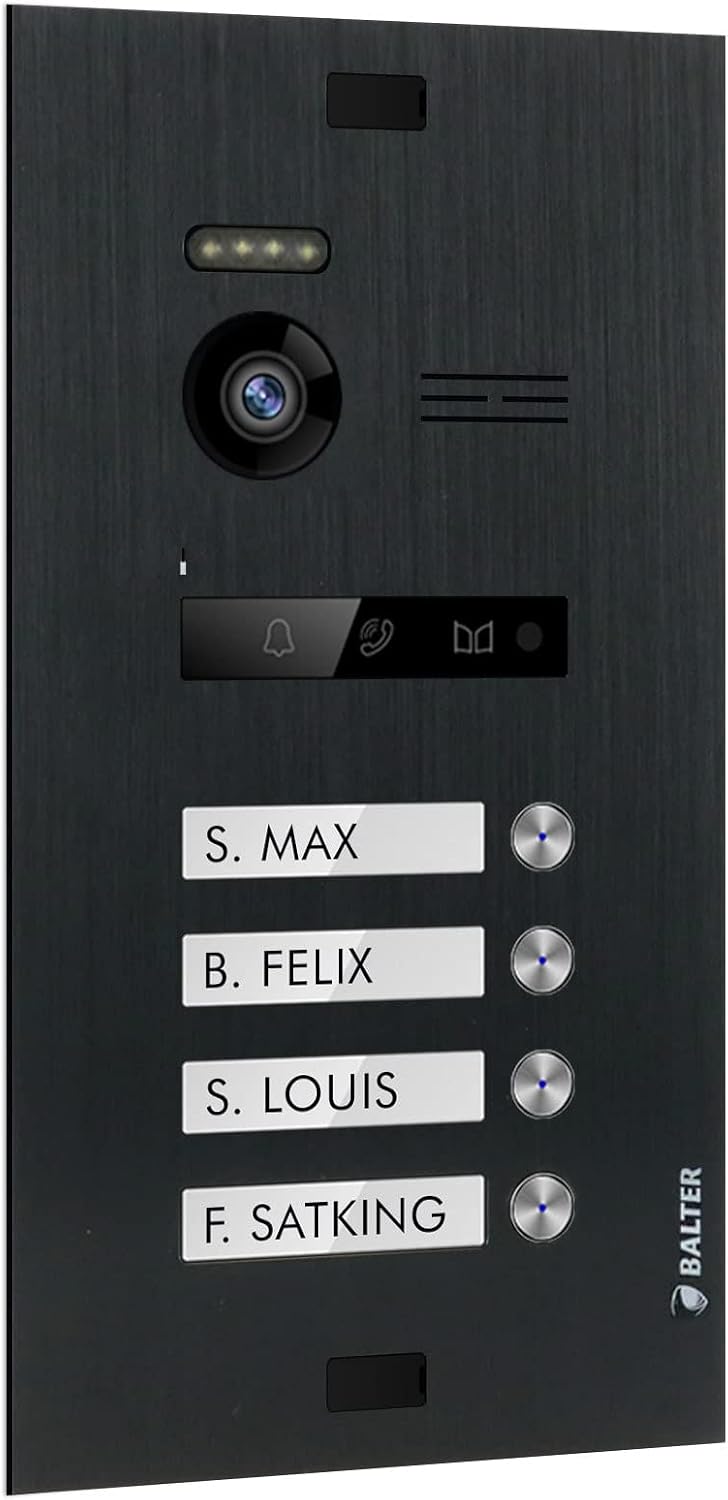 Nonic Balter EVO Video-Türsprechanlage WLAN Set 4 Familienhaus (1x Türstation mit Kamera Schwarz, 4X