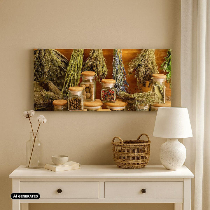 Wandbilder Dekoration Wohnzimmer Aromatisch duft flasche kräuter Panorama Bilder auf Leinwand 120x50