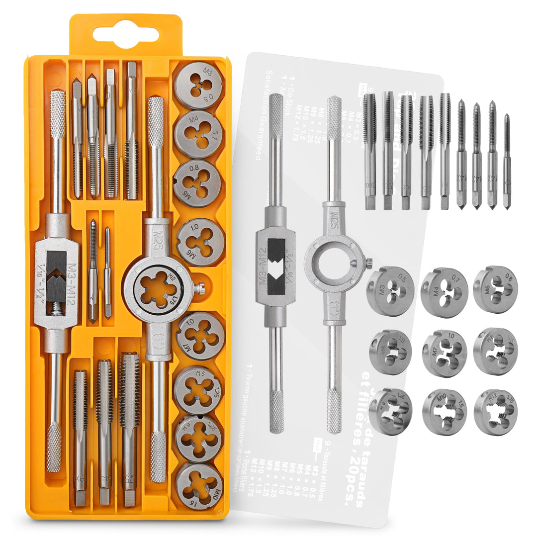 Hi-Spec 20tlg. Gewindeschneid Satz Metrisch M3-M12 mit legiertem Stahl Gewindeschneider und Handgewi