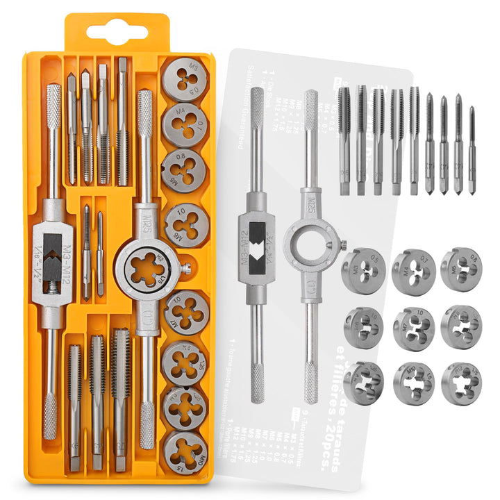 Hi-Spec 20tlg. Gewindeschneid Satz Metrisch M3-M12 mit legiertem Stahl Gewindeschneider und Handgewi