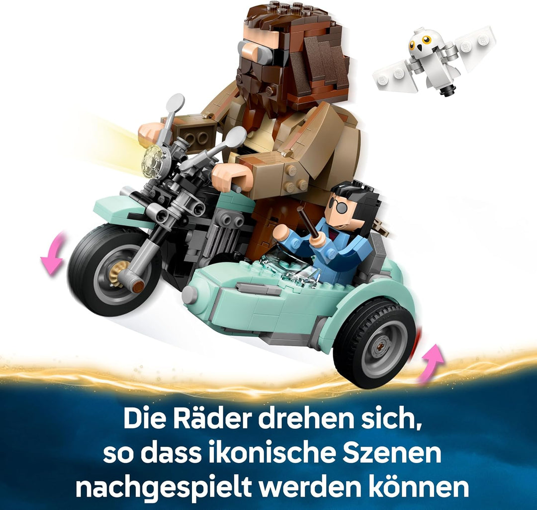 LEGO Harry Potter Hagrids und Harrys Motorradtour, bewegliches Motorrad Spielzeug mit Beiwagen & Hed